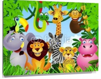 Lienzo Animales selva dibujos infantil